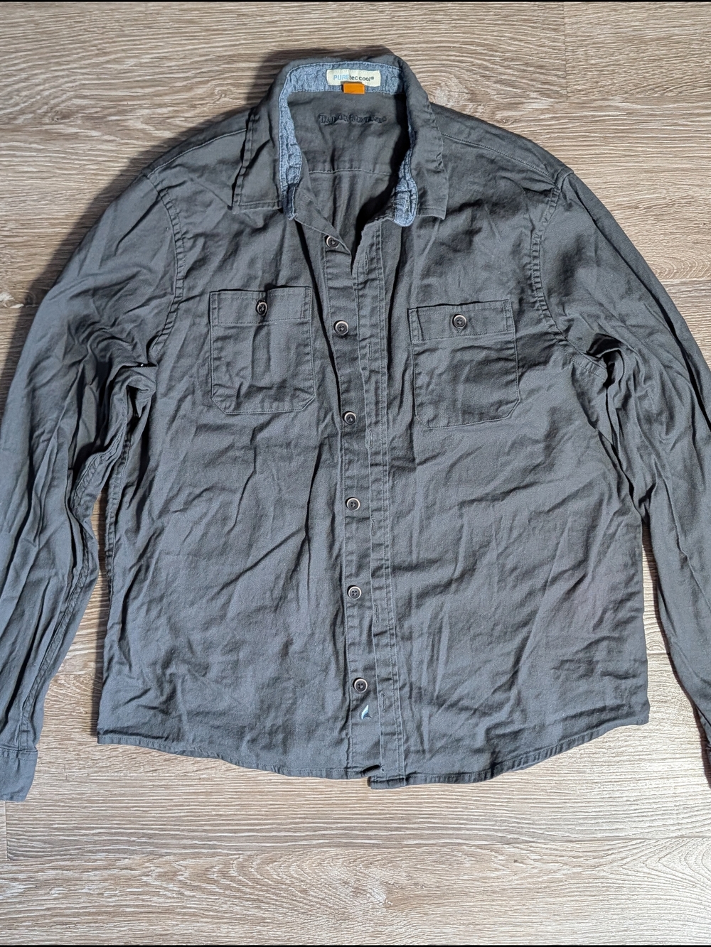 Tailor Vintage PURE tec cool 98% Cotton Gray Button-Up Shirt